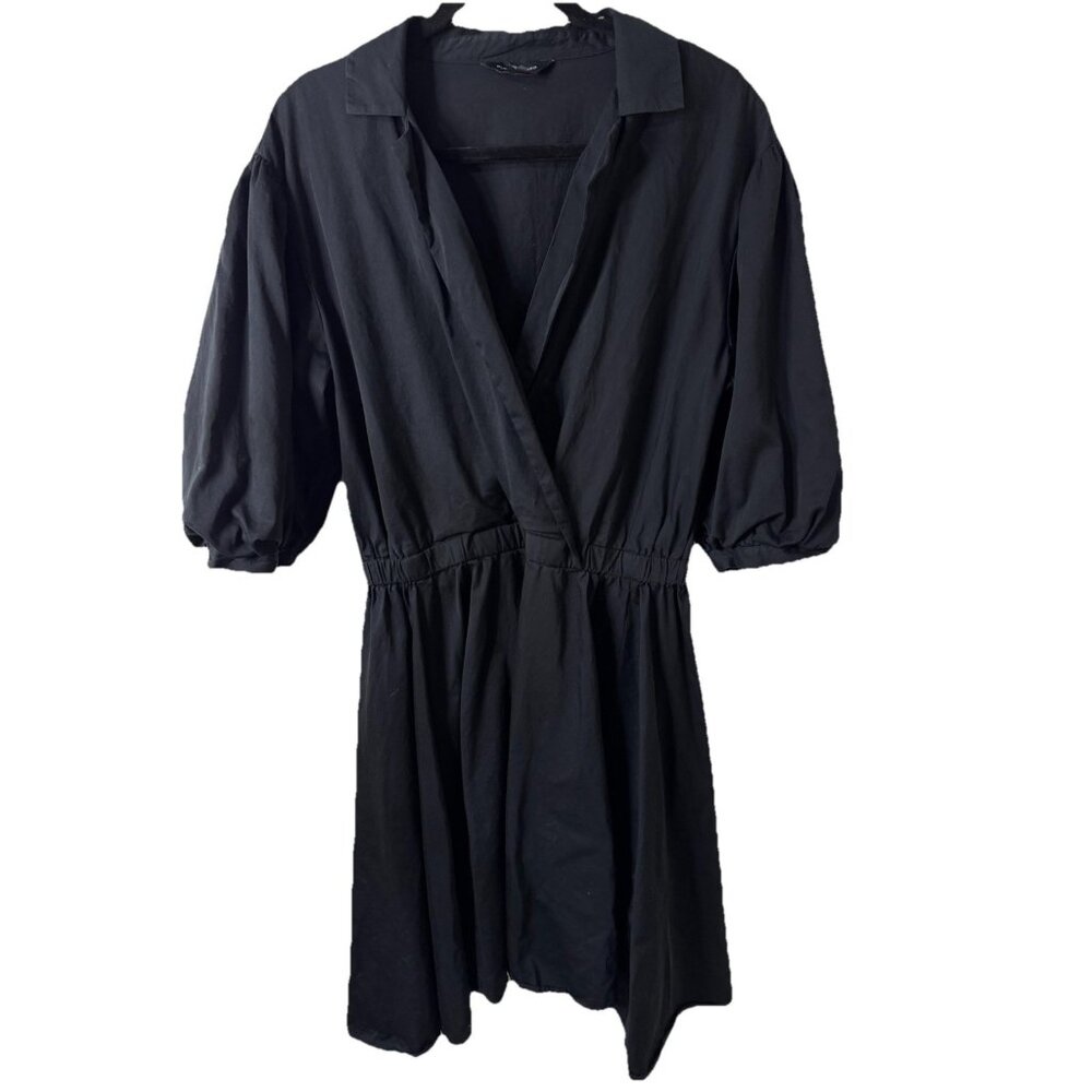 Club Monaco Collared A-line Dress Women Size 10 Black Work Professional Party